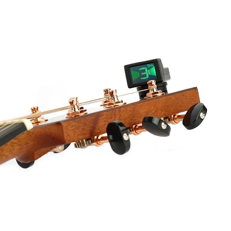 Details zum digitalen Gitarrenstimmer mit LCD-Anzeige und Clip-Halterung