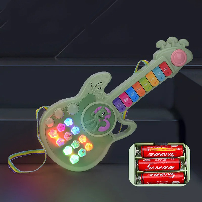 Details Kinder Gitarre - Spielerisches Thema - "Mini Einhorn Rock" - 2 Farben zur Auswahl!