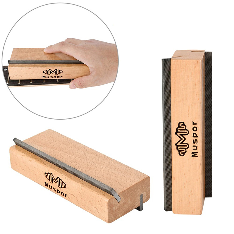 Details Luthier Feile 2-in-1 für Gitarre - Holzblock mit 35° und 90° Winkeln für Polieren und Pflege der Bünde