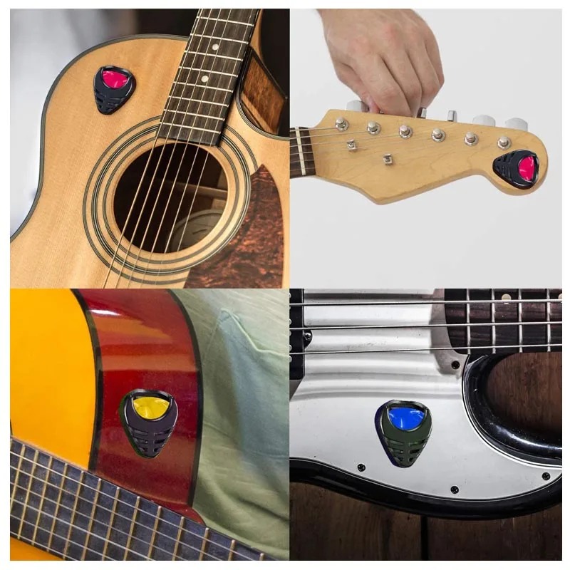 Details Gitarren-Plektrumhalter - Kompakter selbstklebender Griff - Kompakt und farbenfroh