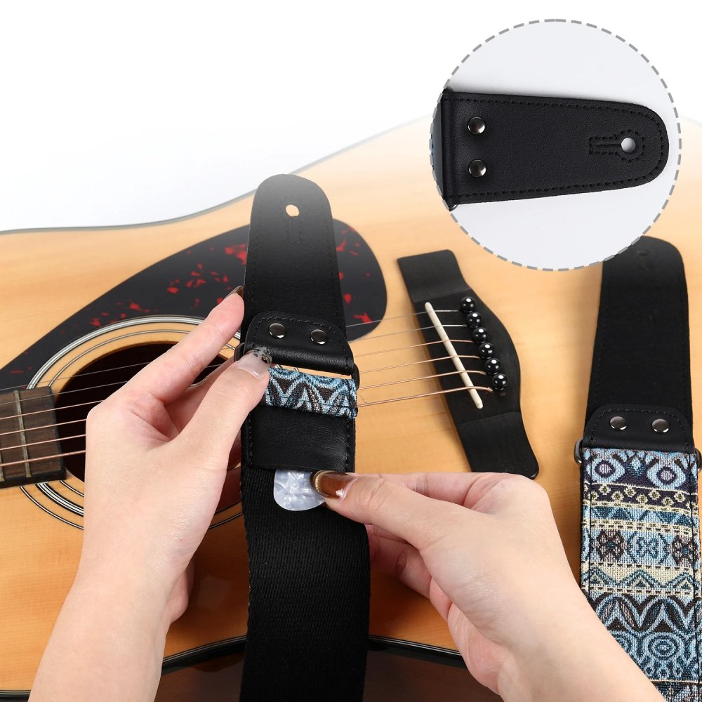 Vollständige Details des Vintage Gitarrengurts 'Kalte Geometrie