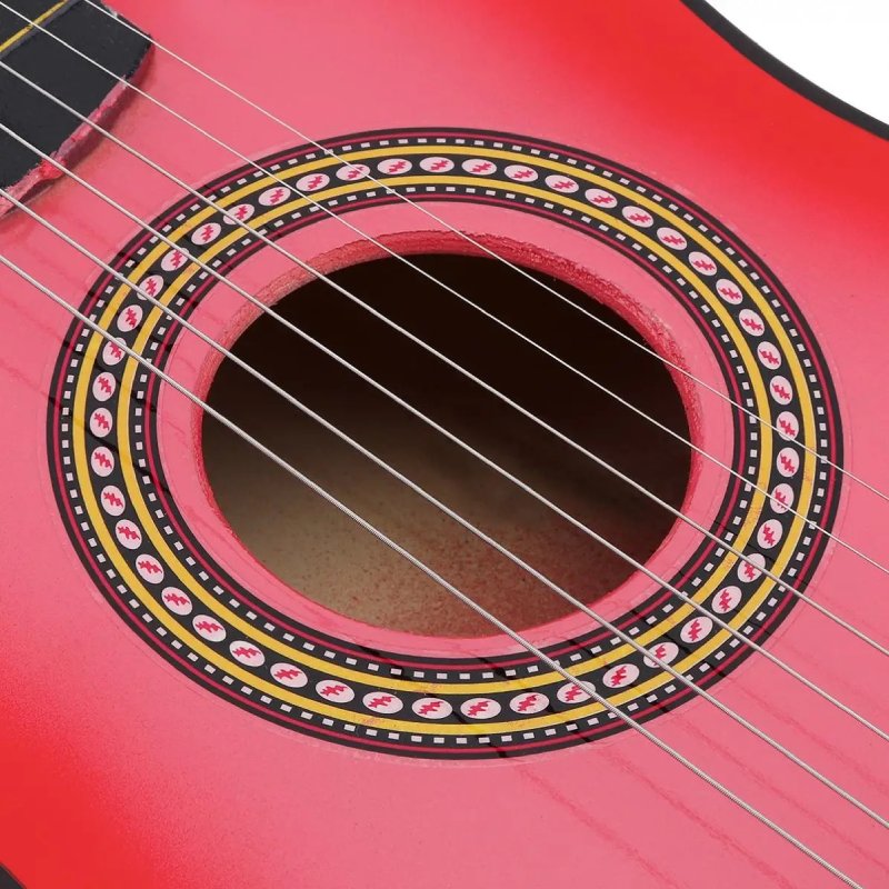 Details der bunten Kinder-Gitarre Trio Harmonie 58 cm