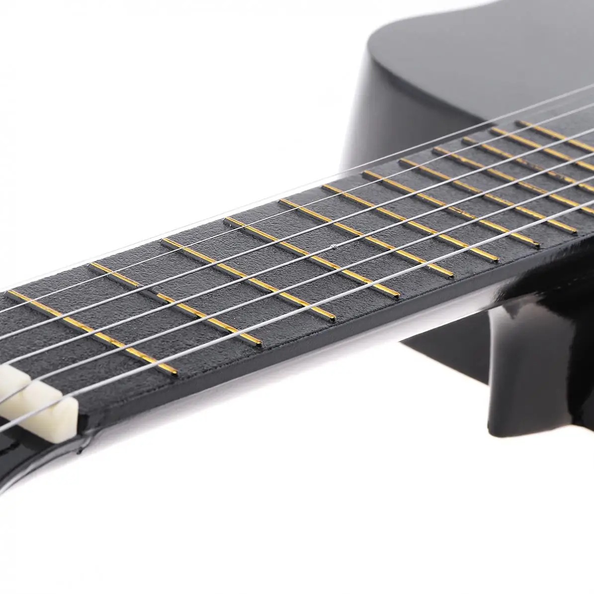 Details zur klassischen Kinder-Gitarre aus Lindenholz in Schwarz