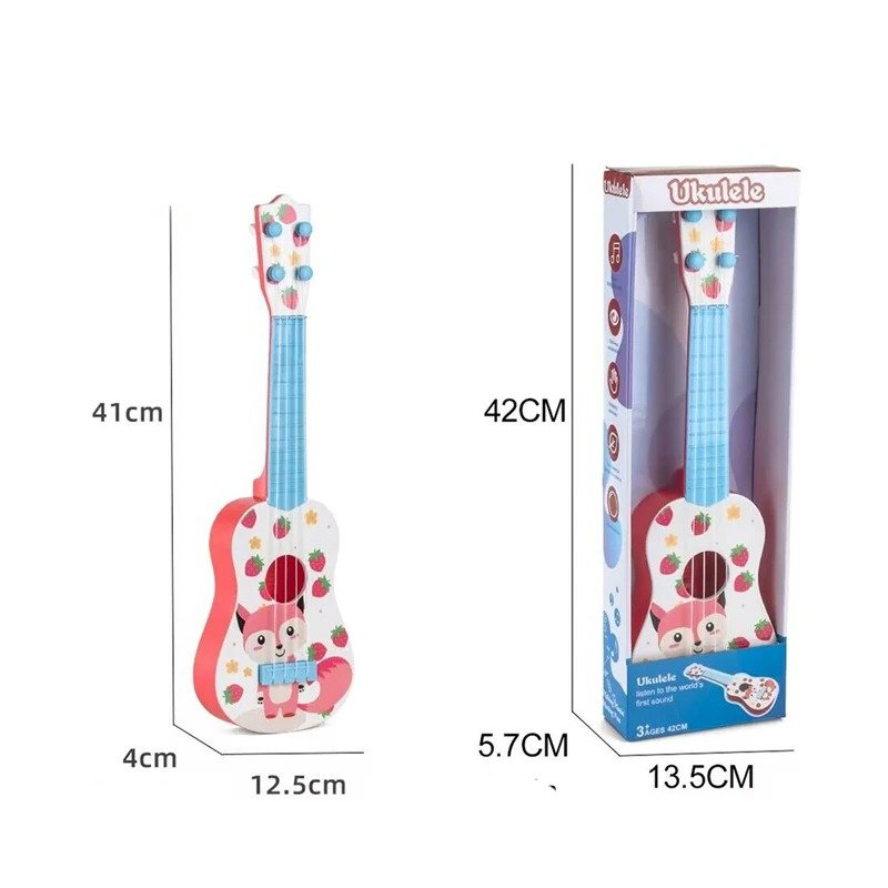 Abmessungen der Kinder-Gitarre mit niedlichen Tieren - Erdbeerfuchs