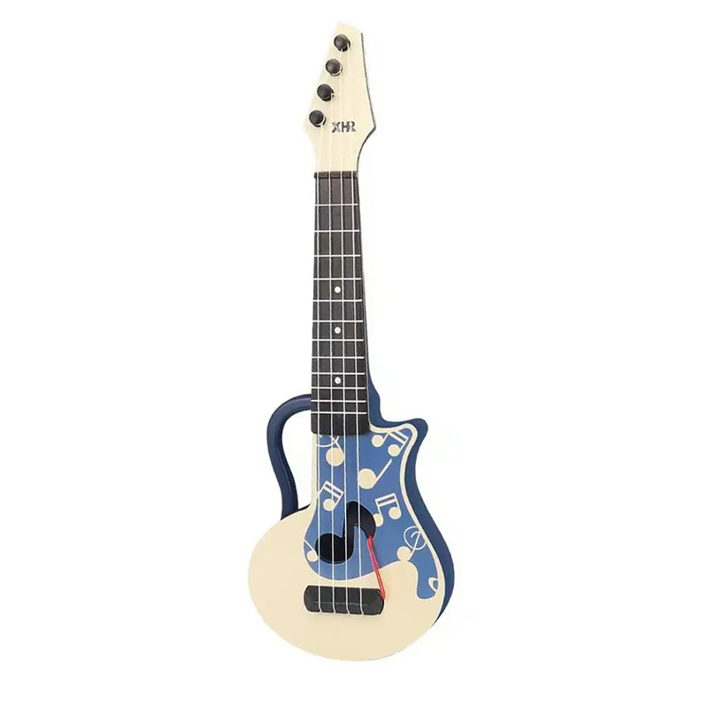 Kinder-Gitarrenmodell in Blau mit spielerischen Noten