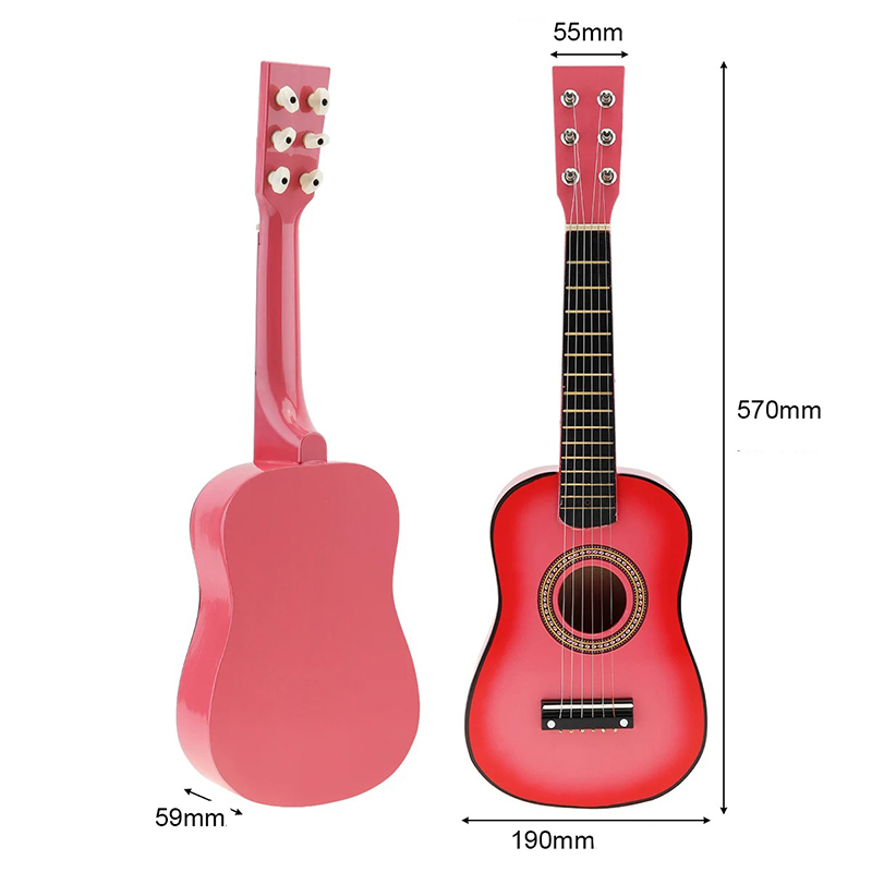 Kinder-Gitarren-Trio in harmonischen, bunten Rosa-Tönen, 58 cm