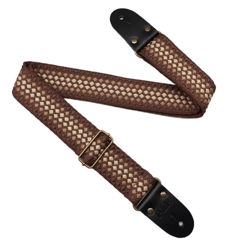 Klassischer Gitarrengurt - Vintage-Muster in Braun