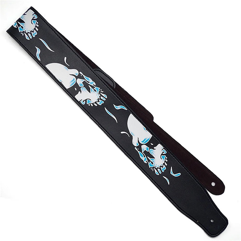 Gitarrengurt mit Totenkopf und Eisschädeln