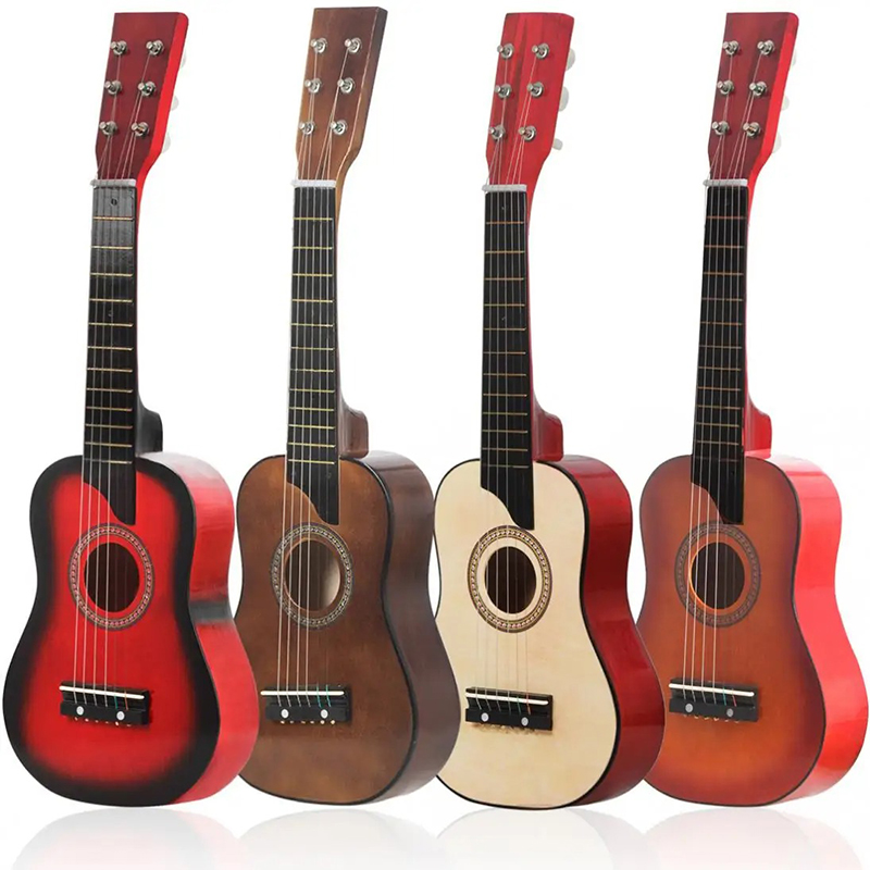 Seitenansicht einer akustischen Kindergitarre aus Lindenholz - 4 Farben zur Auswahl!