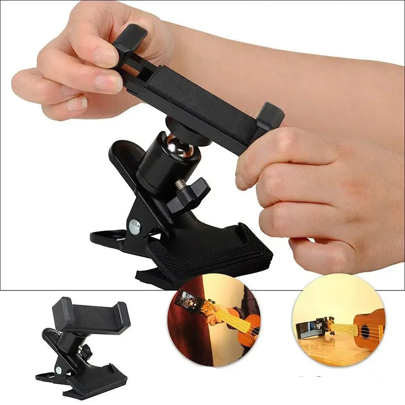 Detaillierte Ansicht Musikinstrumenten-Telefonhalter – Universeller Clip für Gitarre & Instrumente