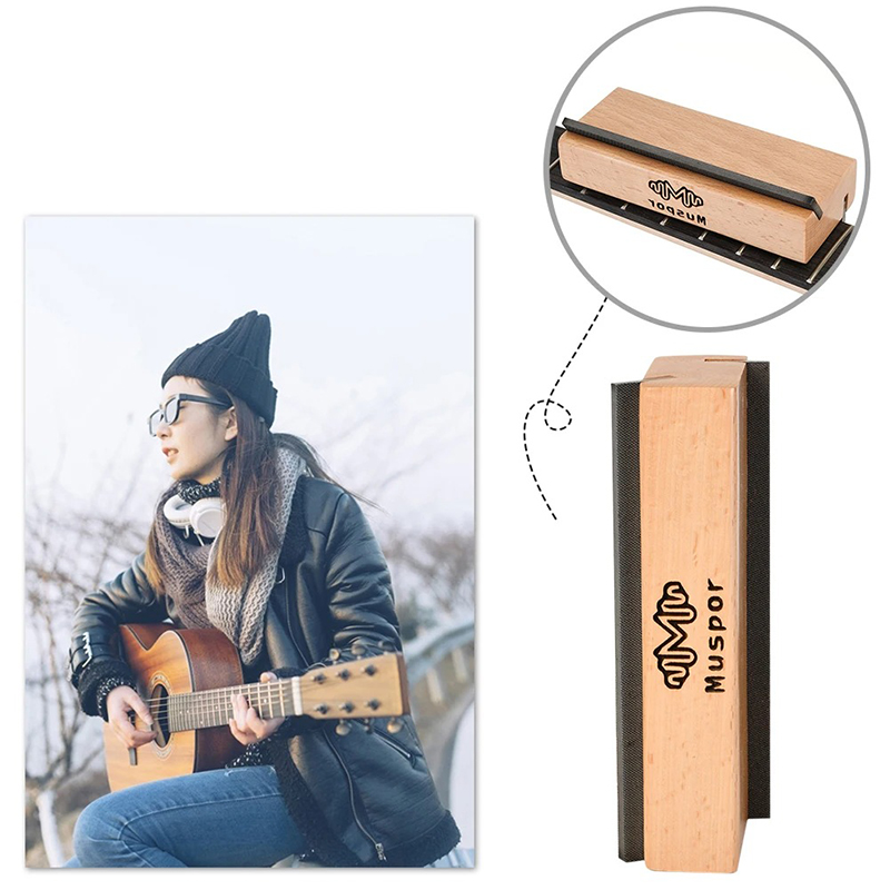 Übersichtliches Bild eines 2-in-1 Luthier-Feilenwerkzeugs für Gitarren - Holzblock mit 35° und 90° Winkeln zum Polieren und Pflegen der Bünde