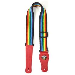 Übersicht über das bunte 'Leuchtende Regenbogen' Gitarrengurt