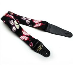 Gitarrengurt mit Schmetterlingsmuster - Rote Schmetterlinge, Mitternachtssplitter