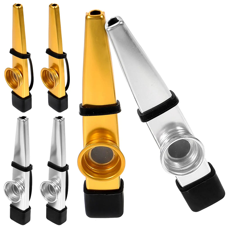 Avant Set von 6 Metall Kazoos - Goldene & Silberne Splitter (Klassisch mit hellem und brillantem Klang) - ideal für Schulen