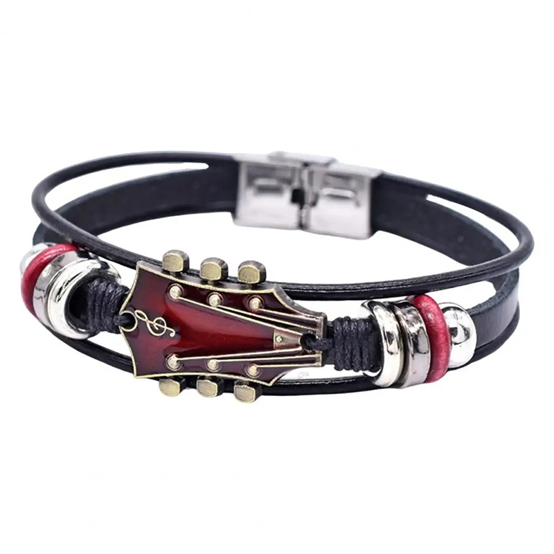 Armband Gitarre - Kopf des Rock-Halses 'Chromatische Akkorde' Farbe Rot