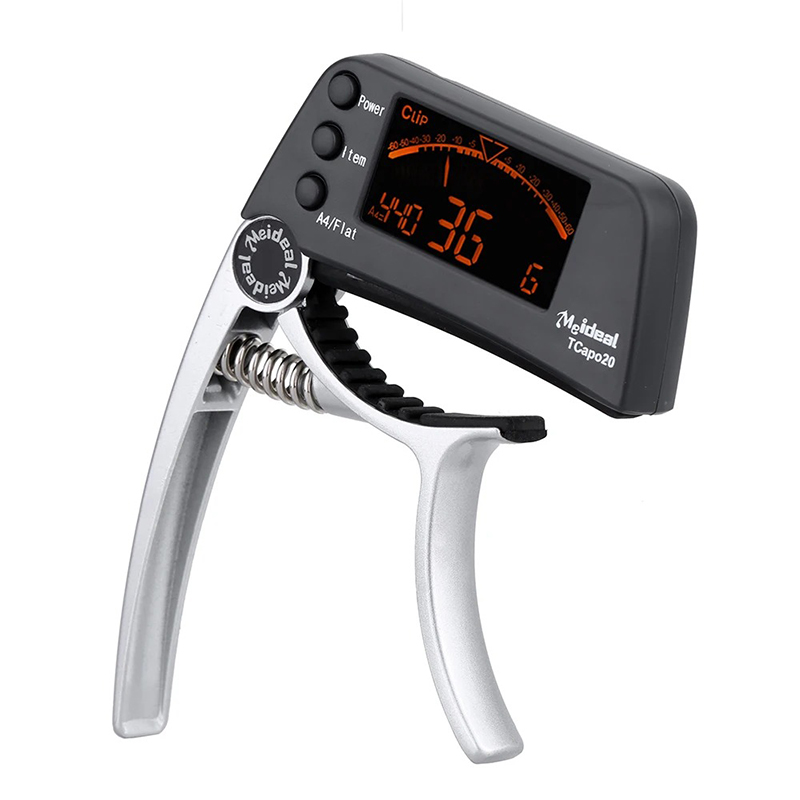 Capodastre Stimmgerät LCD Modell Clip & Tune Vielseitig Farbe Silber