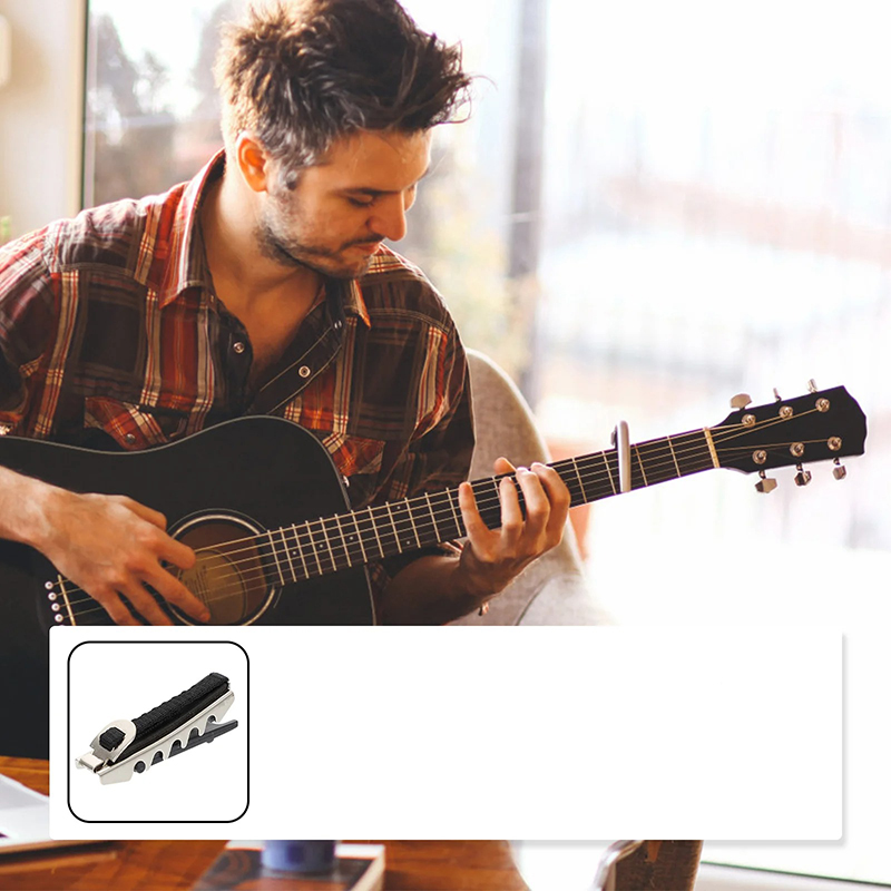 Details Klassische Gitarren-Kapodaster mit Riemen - Leicht, Elastisch und Verstellbar Multi-Instrument
