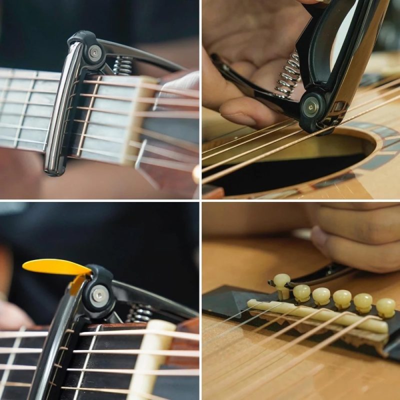 Details des Feder-Kapodasters für Gitarre - Ultra-robuster Metall im klassischen Stil