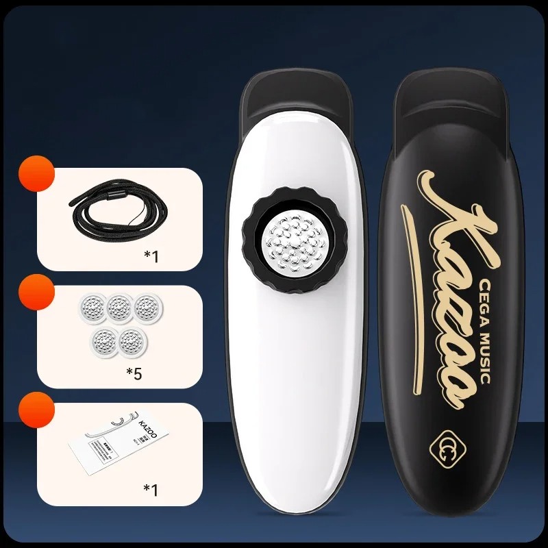 Kazoo Classique Tube Unique mit reinem Klang (klarer und minimalistischer Ton) - ideal für Anfänger, Farbe Weiß