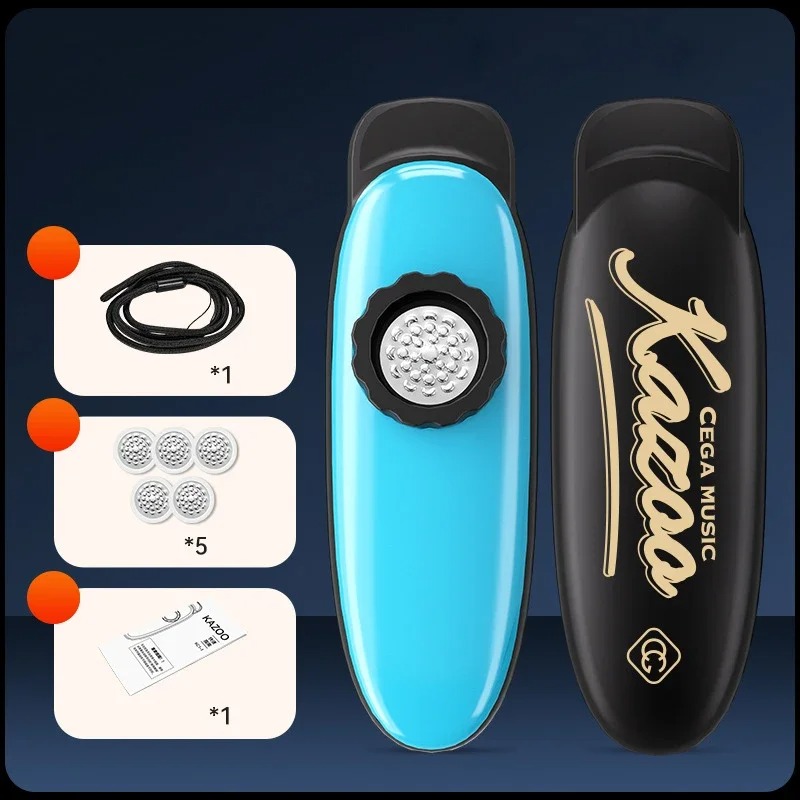 Kazoo Classique Tube Unique mit reinem Klang (klarer und minimalistischer Ton) - ideal für Anfänger, Farbe Blau