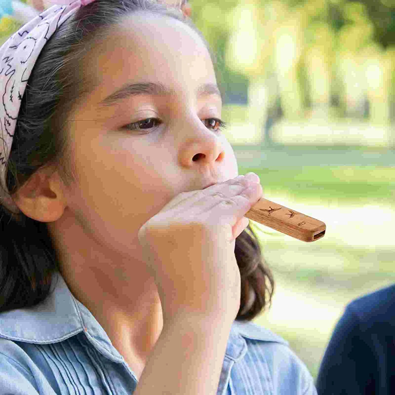 Graviertes Holz-Kazoo - mit Japanischen Kranich-Motiven und Handwerkskunst-Finish
