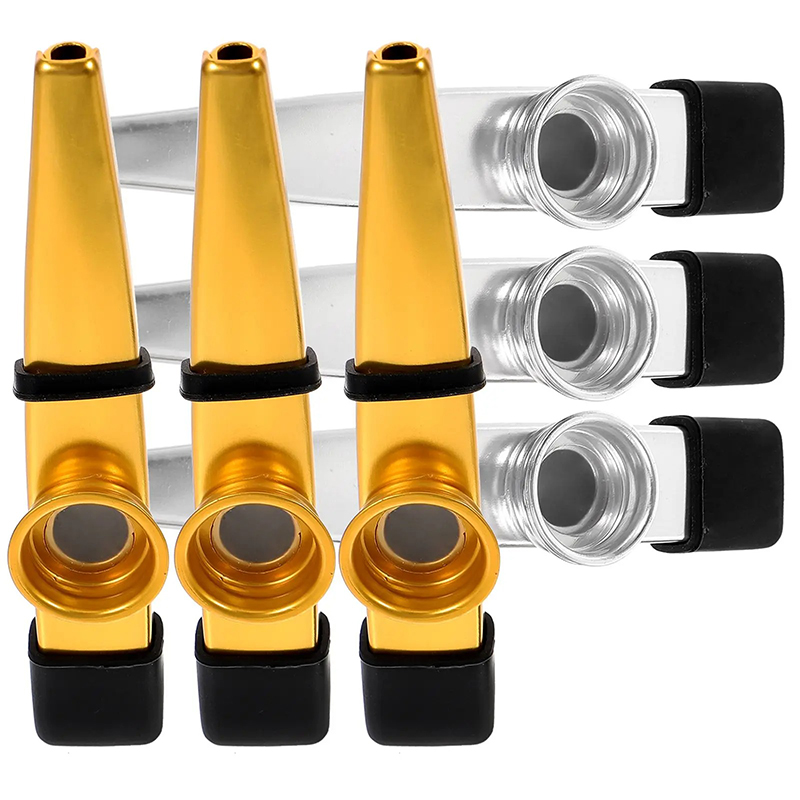 Set von 6 Metall-Kazoos - Goldene & Silberne Glanzstücke (Klassisch mit hellem und brillantem Klang) - ideal für Schulen!