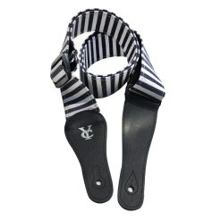 Wunderschöner Gestreifter Gitarrengurt - Marineblaue Streifen im Marinière Rock-Stil