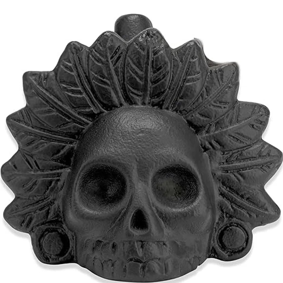 Prächtiger Aztekischer Ritualpfeife Sonnenschädel Schwarz
