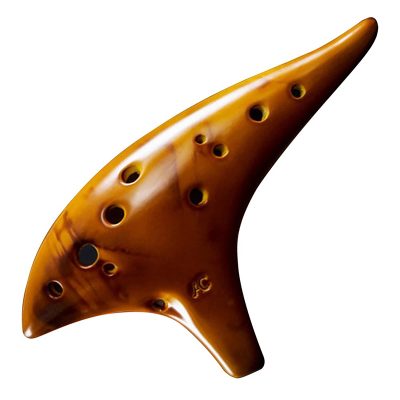 Ocarina 12 Löcher Alto C - Blasinstrument aus Harz für Anfänger und erfahrene Musiker (Zelda-Stil) Farbe Braun