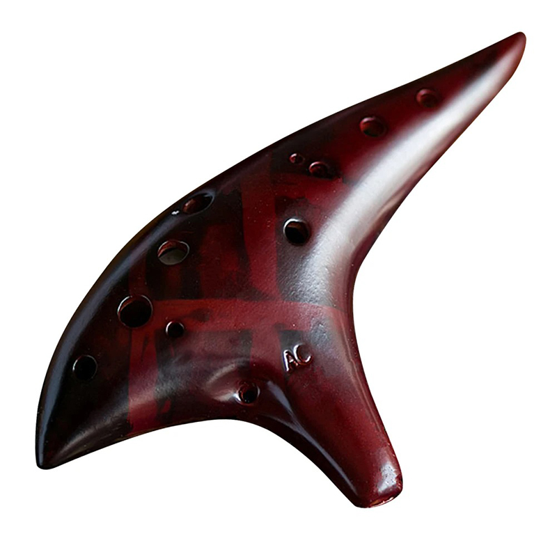 Ocarina 12 Löcher Alto C - Blasinstrument aus Harz für Anfänger und Fortgeschrittene Musiker (Zelda-Stil) Farbe Rot