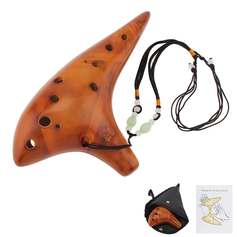 Ocarina Keramik 12 Löcher - Melodie der Elemente Farbe Braun