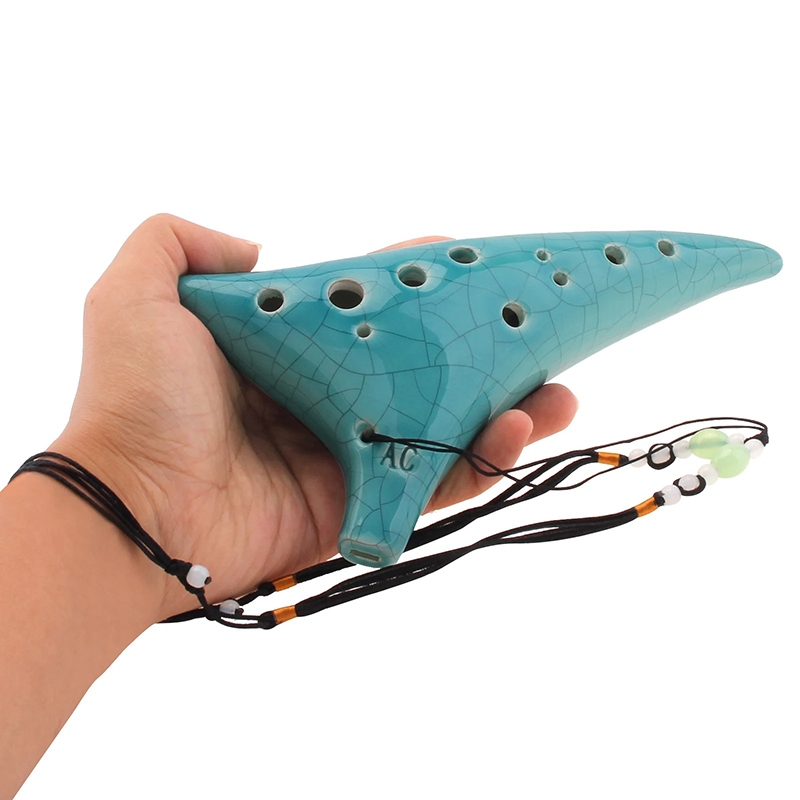 Ocarina Keramik 12 Löcher - Melodie der Elemente Farbe Minzgrün