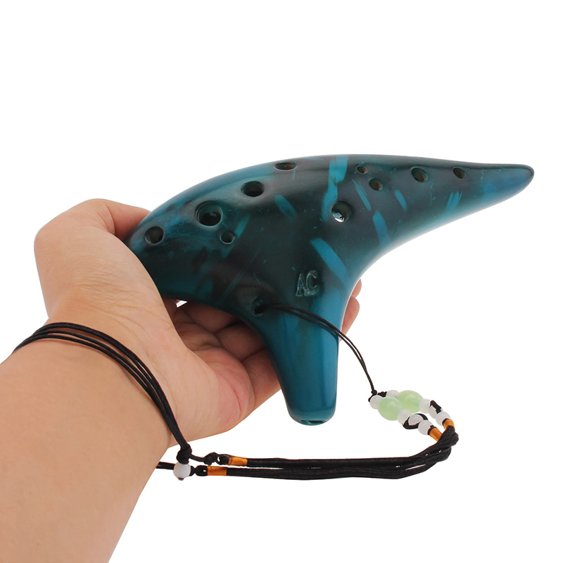 Ocarina Keramik 12 Löcher - Melodie der Elemente Farbe blau
