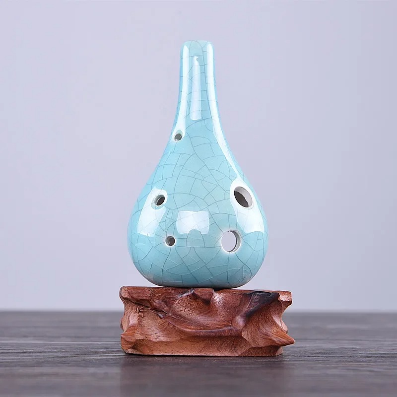 Ocarina Tropfen Keramik - Eleganter Zen-Klang Himmelsblaue Farbe