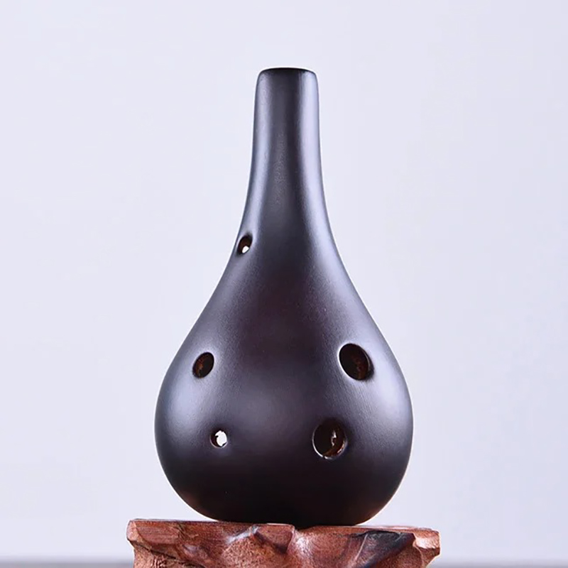 Ocarina Tropfen Keramik - Eleganter Zen-Klang in Schwarz
