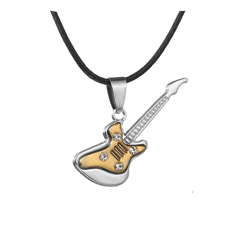 Anhänger Rock Gitarre 'Crystal Jam' in Goldfarbe