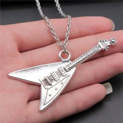 Anhänger - Rockgitarre - Flying V Silberfarben