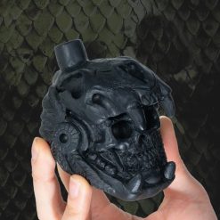 Frontansicht der Aztekischen Kriegsschädel-Pfeife, Unterirdisches Jaguar-Gebrüll