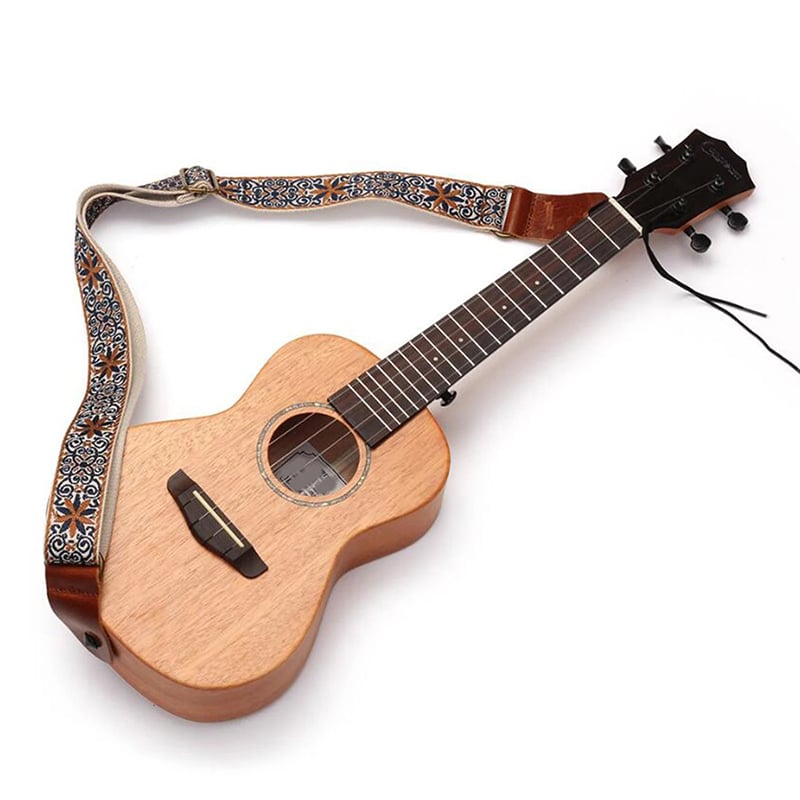 Avant Sangle Ukulele Vintage Blumen im Bohème-Stil in Blau & Ocker