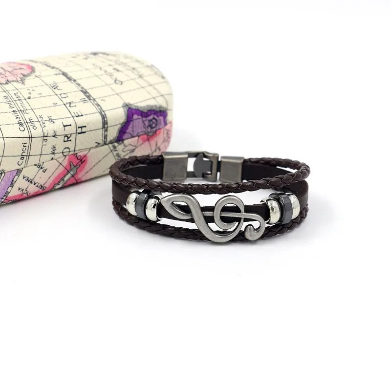 Armband Clé de Sol Rock Echo Musikalisch Farbe Braun