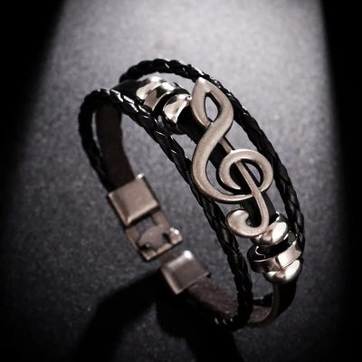 Armband Clé de Sol Rock Echo Musikalisch - Farbe Schwarz