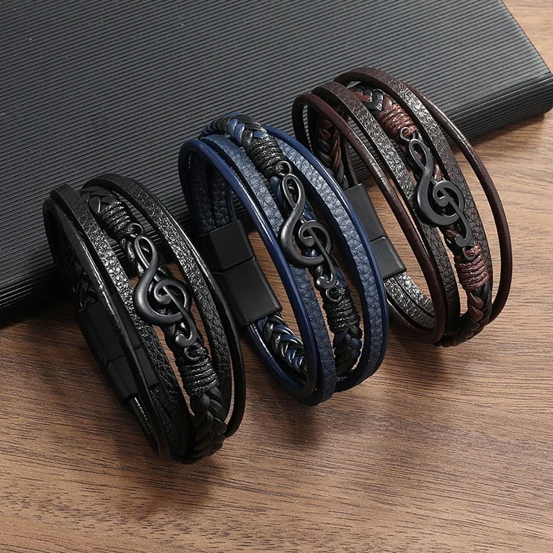 Armband Clé de Sol Rock Schwarz Harmonie - 3 Farben zur Auswahl!