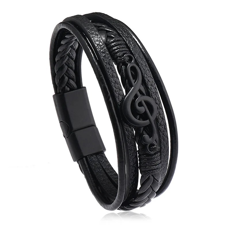 Armband Clé de Sol Rock Schwarz Harmonie Farbe Schwarz