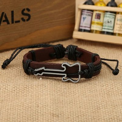 Armband Gitarre Rock Schnur Bohème Farbe Schwarz