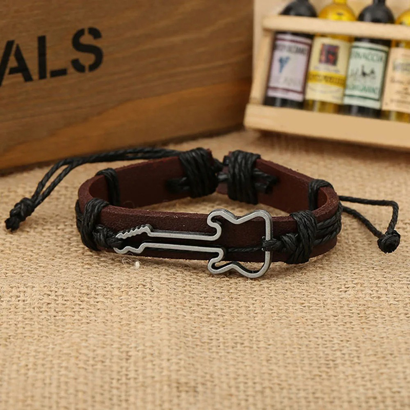 Armband Gitarre Rock Schnur Bohème Farbe Schwarz
