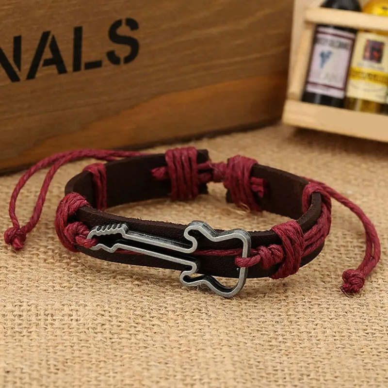 Armband Gitarre Rock Schnur Bohème Farbe Rot