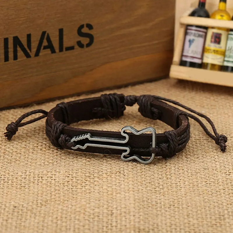 Armband Gitarre Rock Schnur Bohème Farbe braun