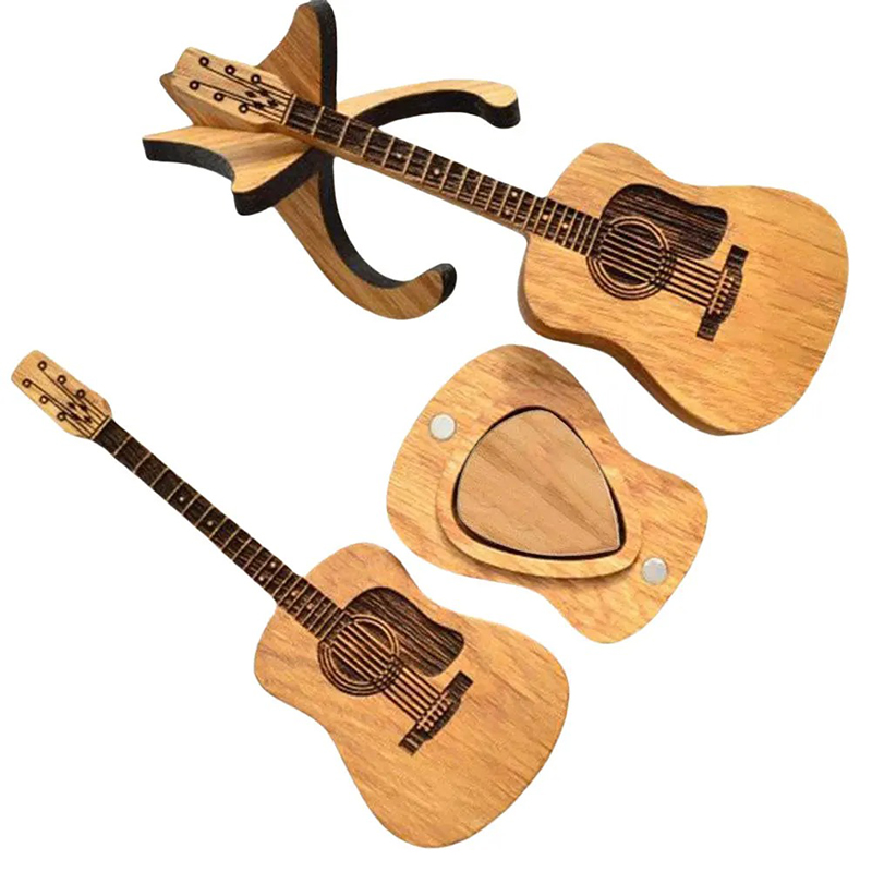 Details Holzbox für Akustikgitarren-Plektren im Herzen des Luthiers