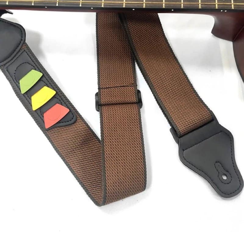 Details Klassische Gitarrengurt in Kaffeebraun