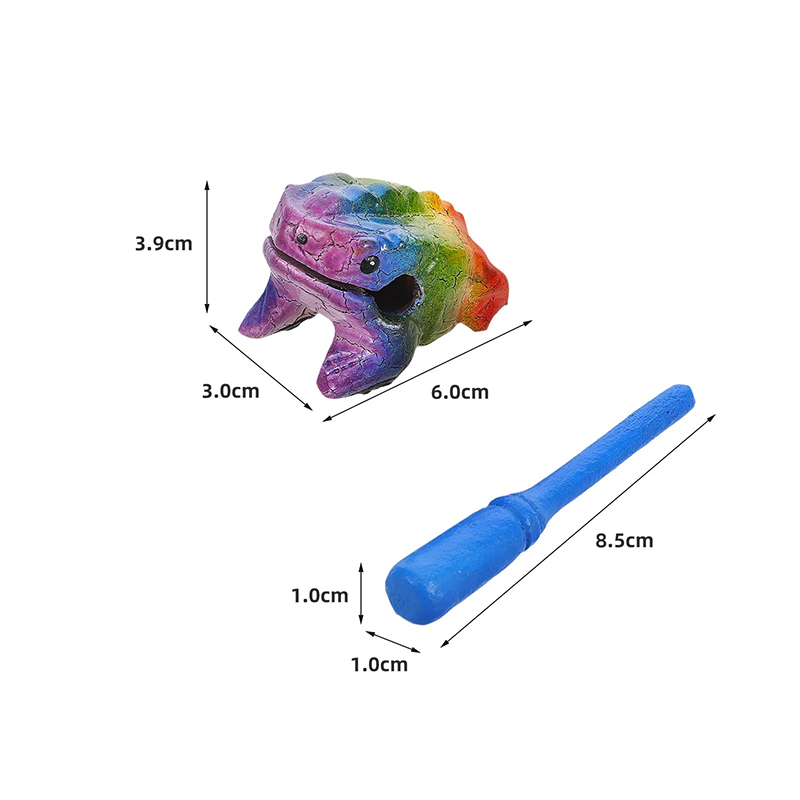 Abmessungen Schlaginstrument - Holzkröte Schaber in Regenbogenfarben
